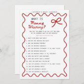 Red Bow Baby shower - Bewerkbare naam, 5x7 Invitat Kaart (Voorkant / Achterkant)