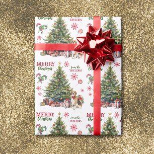Red Bow Beagle Dog Holiday Tree Cadeaupapier