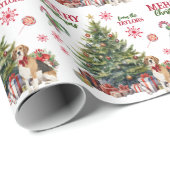 Red Bow Beagle Dog Holiday Tree Cadeaupapier (Rol Hoek)