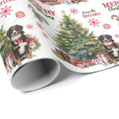 Red Bow Berner Mountain Dog Holiday Tree Cadeaupapier (Rol Hoek)