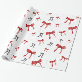 Red Bow Black Bow kerstvakantie inpakpapier (Uitgerold)
