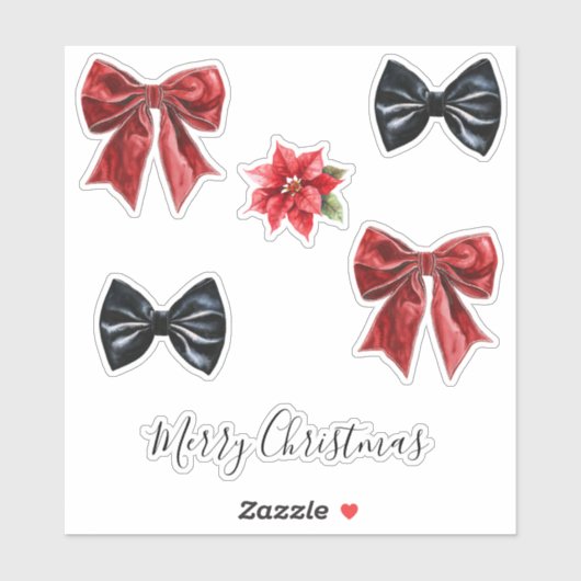 Red Bow Black Bow Tie Christmas Sticker (Vel)