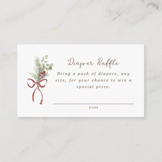 Red Bow Bouquet Baby shower Luier Raffle Informatiekaartje (Voorkant)