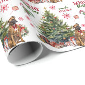 Red Bow Boxer Dog Holiday Tree Cadeaupapier (Rol Hoek)