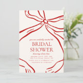 Red Bow Bruids Douche Uitnodiging (Staand voorkant)
