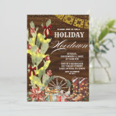 Red Bow Cactus Wild West Holiday Hoedown Kaart (Staand voorkant)