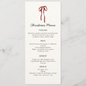 Red Bow, carte de menu Festive de Noël (Devant)