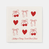Red Bow Cherry Sweet Bachelorette Party Servetten (Voorkant)
