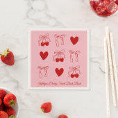 Red Bow Cherry Sweet Bachelorette Party Servetten (Insitu)