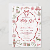 Red Bow Christmas Baby Shower Invitation (Devant)