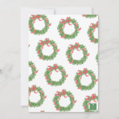 Red Bow Christmas Boxwood Wreath Party Kaart (Achterkant)