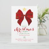 Red Bow Christmas Friendsmas Xmas Work Cocktail Kaart (Staand voorkant)