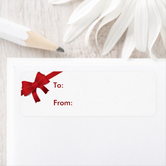 Red Bow Christmas Gift Label (Insitu)