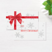 Red Bow Christmas Gift Label Visitekaartje (Bureau)