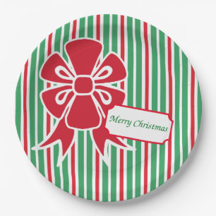 Red Bow Christmas Party Papieren Borden Bordje