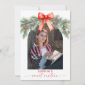 Red Bow Christmas Sweet 16 Birthday Invitation (Dos)