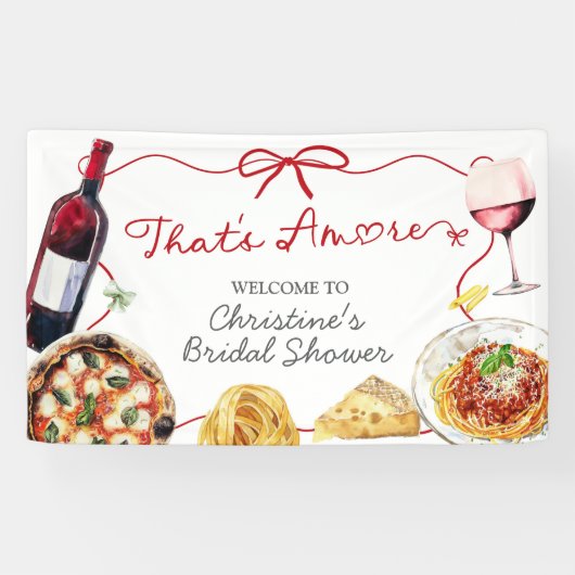 Red Bow Coquette Amore Large Banner Sign (Horizontaal)