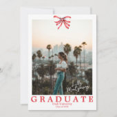 Red Bow Coquette Faire-part de graduation photo (Devant)