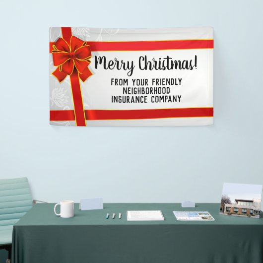 Red Bow Custom Merry Christmas Holiday Party Spandoek (Beurs)