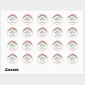Red Bow en Holly Garland tijdens kerst Ronde Sticker (Vel)