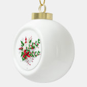 Red Bow en Holly Keramische Bal Ornament (Rechts)