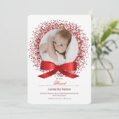 Red Bow Foto Geboorte Annou Aankondiging (Staand voorkant)