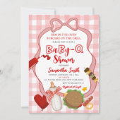 Red Bow Gingham  Babyq baby shower invitation (Devant)