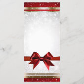Red Bow & Gold White Sparkle Holiday Party Menu (Achterkant)