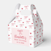 Red Bow Hearts Valentines Baby Shower Bedankdoosjes (Voorkant Zijde)