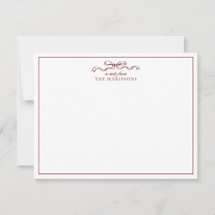 Red Bow Holiday Border Note Kaart