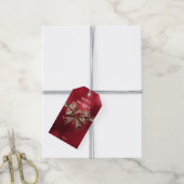 Red Bow Holiday Gift Label Cadeaulabel (Met Touw)
