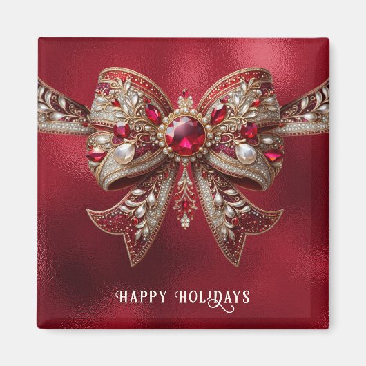 Red Bow Holiday Magnet Magneet (Voorkant)
