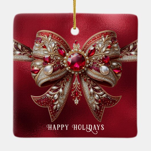 Red Bow Holiday Ornament (Achterkant)
