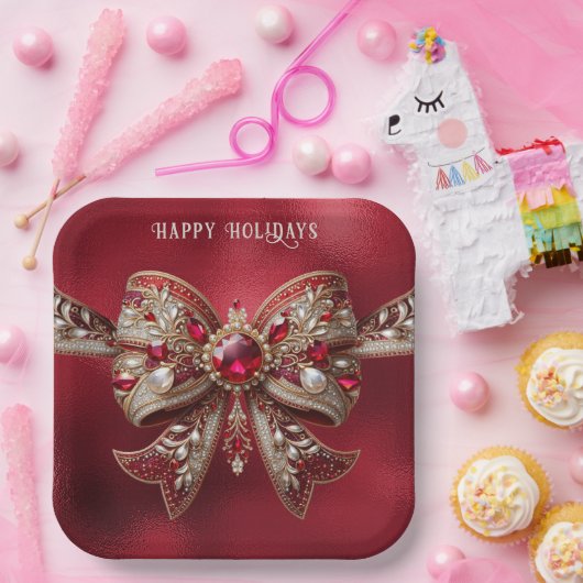 Red Bow Holiday Paper Bord (Feest)
