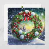 Red Bow Holiday Wreath Kaart (Voorkant / Achterkant)