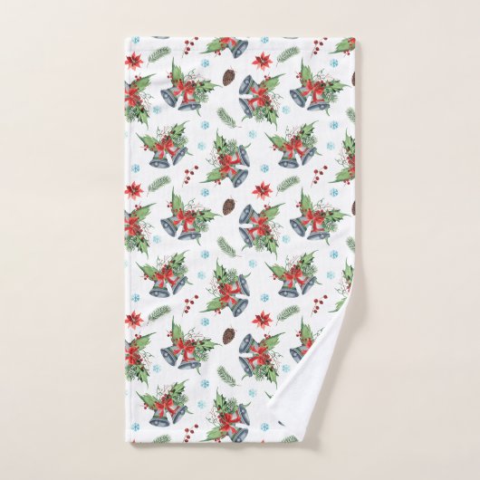 Red Bow Holly kerst Bells Pattern Bad Handdoek (Handdoek)
