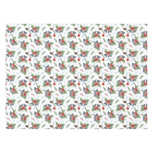 Red Bow Holly kerst Bells Pattern Tafelkleed (Voorkant (Horizontaal))