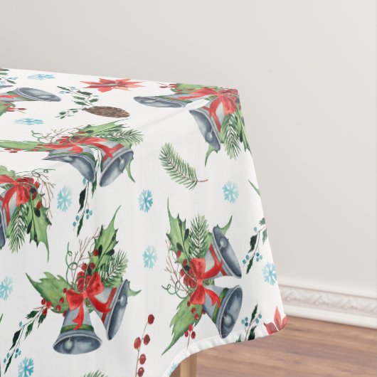 Red Bow Holly kerst Bells Pattern Tafelkleed (Voorbeeld)
