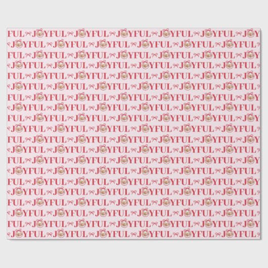 Red Bow Joyful One Baby Christmas Pink Cadeaupapier (Vlak)