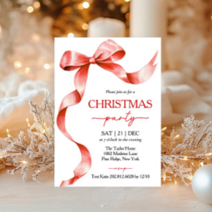 Red Bow kerstfeest uitnodiging