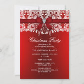 Red Bow & Lace Kerstfeest Kaart (Voorkant)