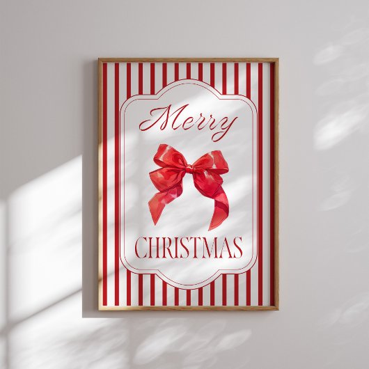 Red Bow Merry Christmas Holiday Poster