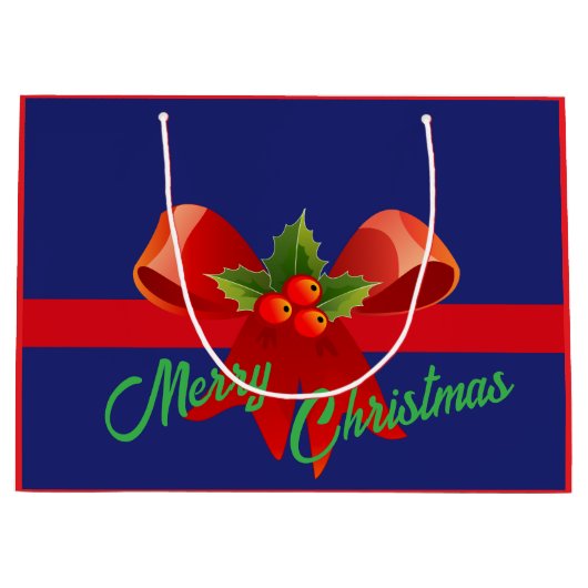 Red Bow Merry kerst Groot Cadeauzakje (Voorkant)