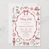 Red Bow Merry Little Baby Shower Invitation (Devant)