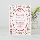Red Bow Merry Little Baby Shower Invitation (Debout devant)