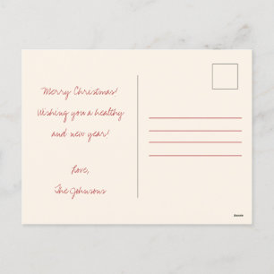 Red Bow Neutral Minimalist Christmas Post Kaart