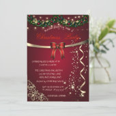 Red Bow, Ornamenten Company kerst Party Kaart (Staand voorkant)