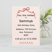 Red Bow Party Invitation | Elegant Ribbon Bow (Debout devant)