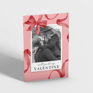 Red Bow Photo Be My Valentijn Kaart