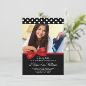 Red Bow Pois Faire-part de diplôme de photo (Debout devant)